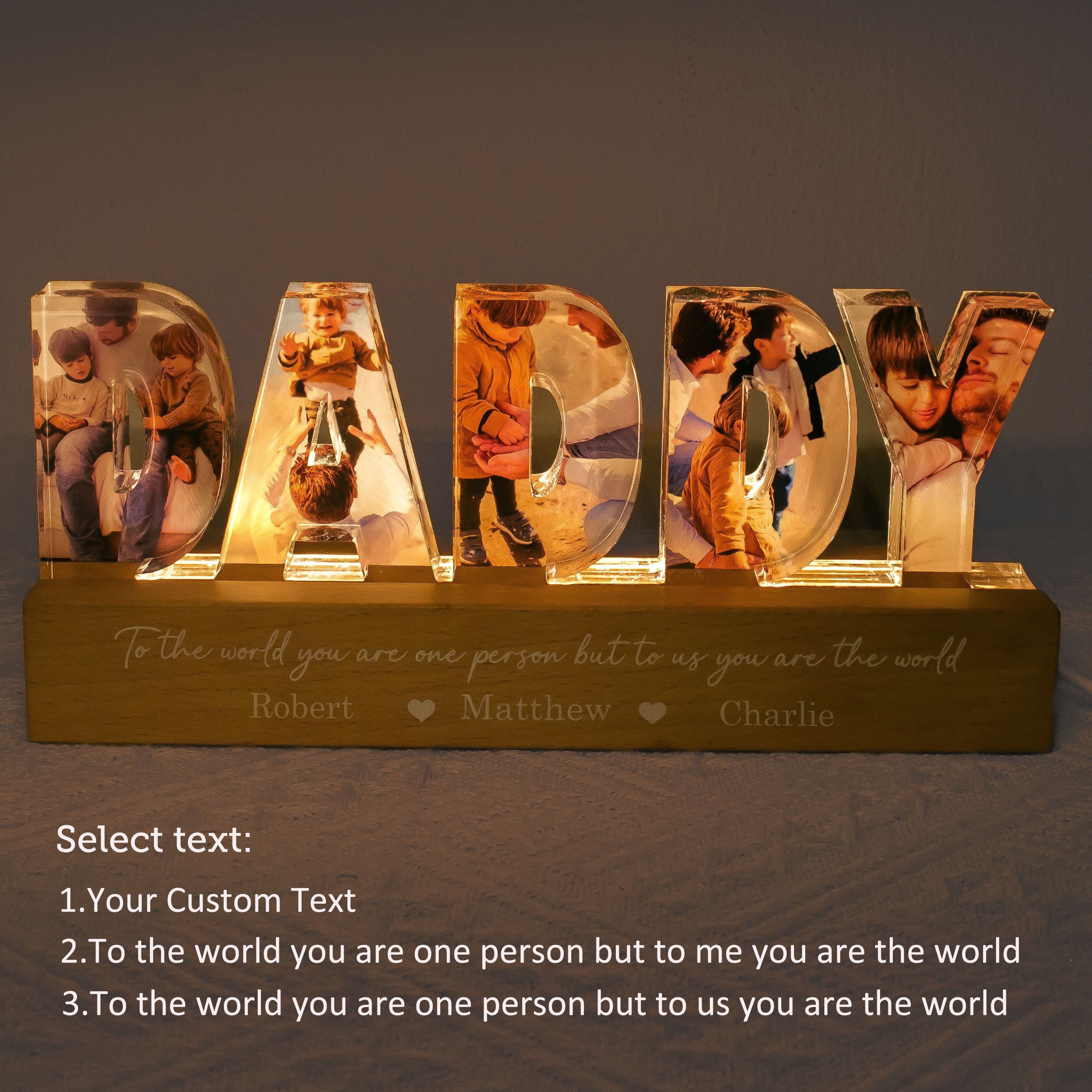 Daddy To Us You Are The World Photo Collage Personalized LED Night Light Father's Day Gift For Your Men