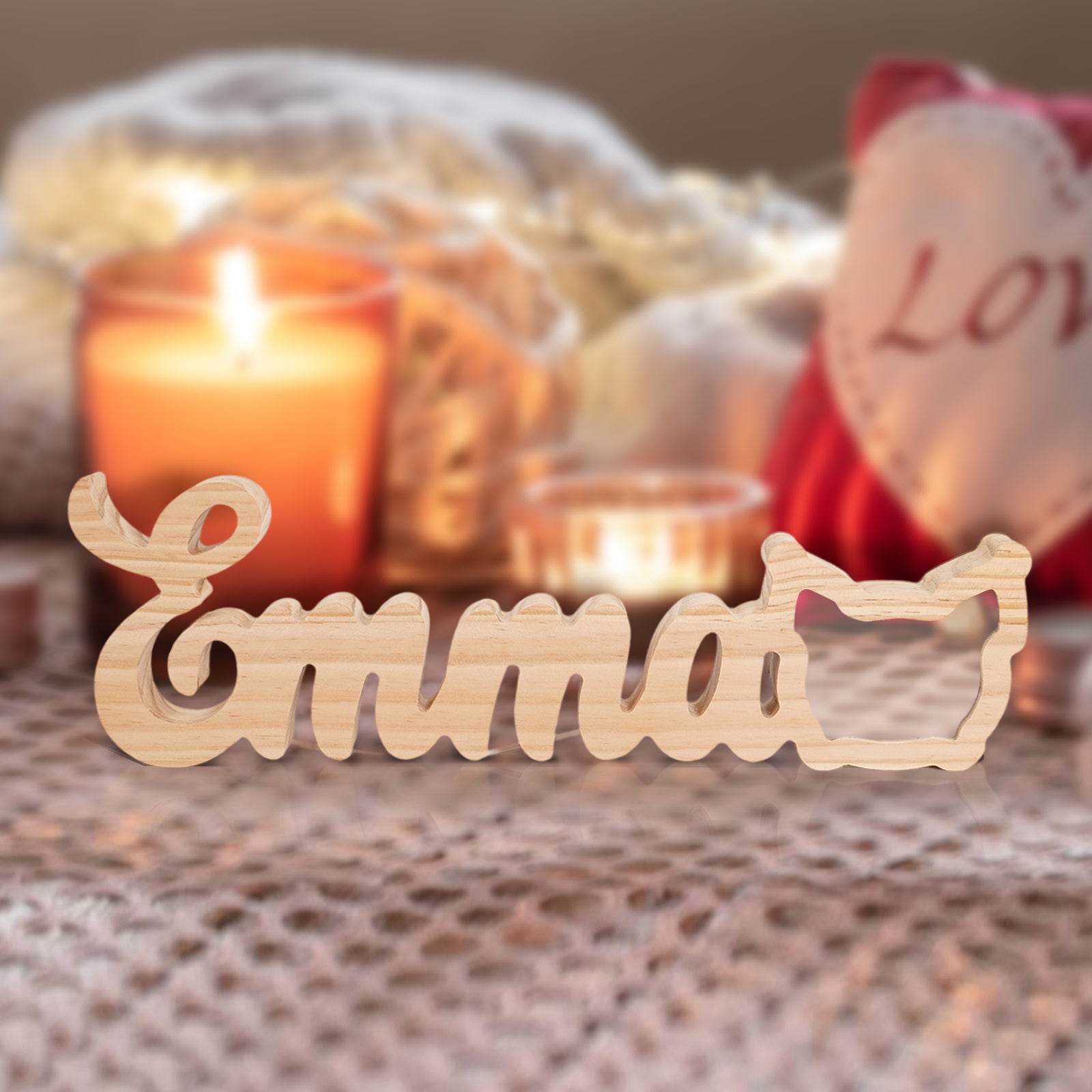 Personalized Baby's Name Sign Light with Photo Wooden Night Light