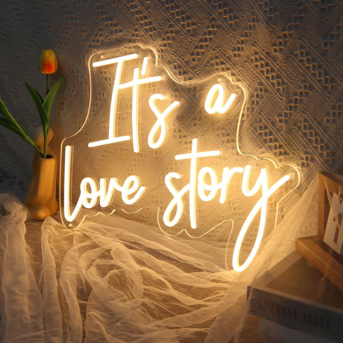 NEONIP-100% fatto a mano Insegna luminosa al neon a LED It's A Love Story