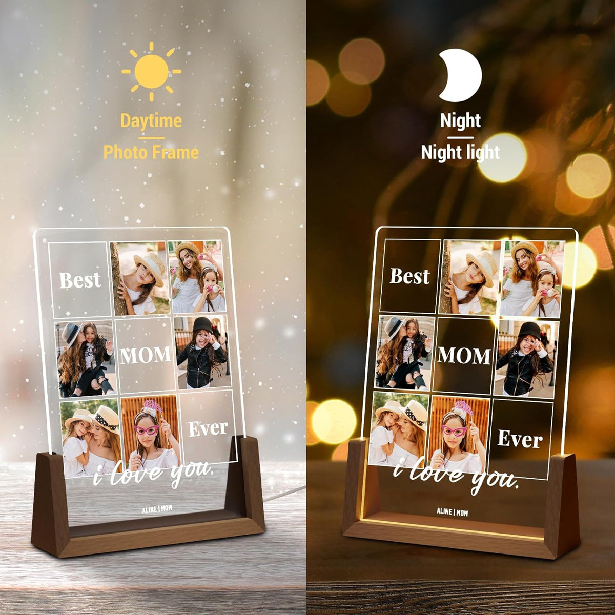 NEONIP-Personalized Night Light with Acrylic Plaque, Customized Thoughtful Gifts with Photos  For Girlfriend Boyfriend