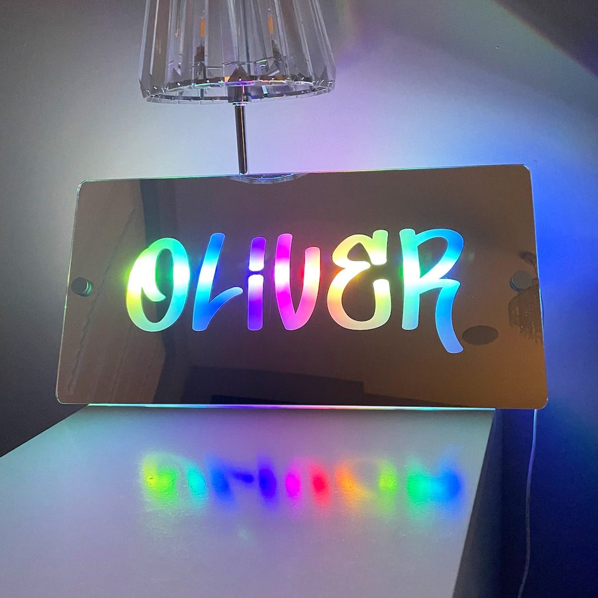 NEONIP-100% Handmade Personalised Name Mirror Sign, LED Custom Neon Illuminated Light Up Bedroom Sign