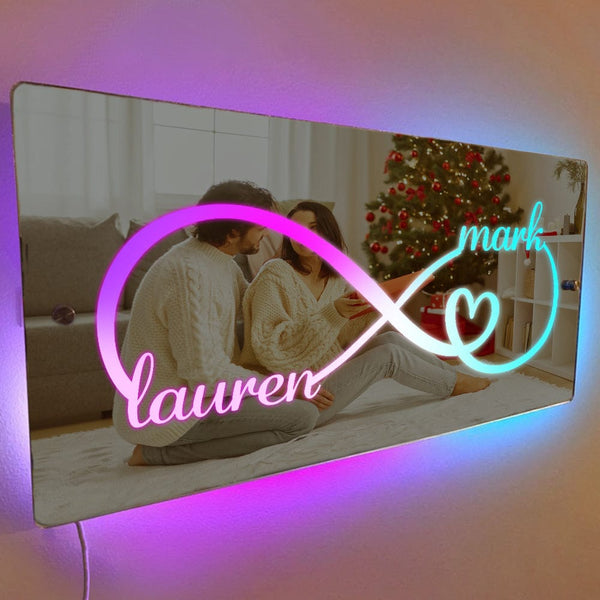 NEONIP-100% Handmade Personalised Name Mirror Light Personalized Couple Christmas Gift