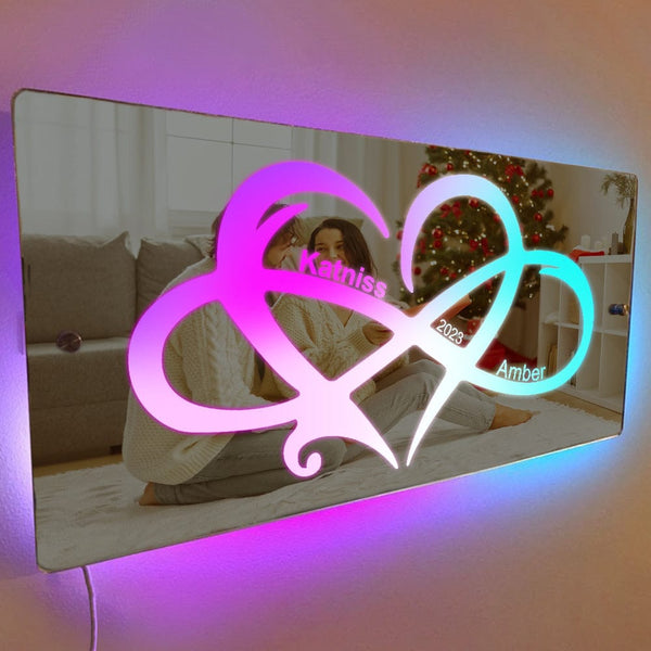 NEONIP-100% fatto a mano con nome personalizzato Infinity Love Mirror Light Coppia regalo