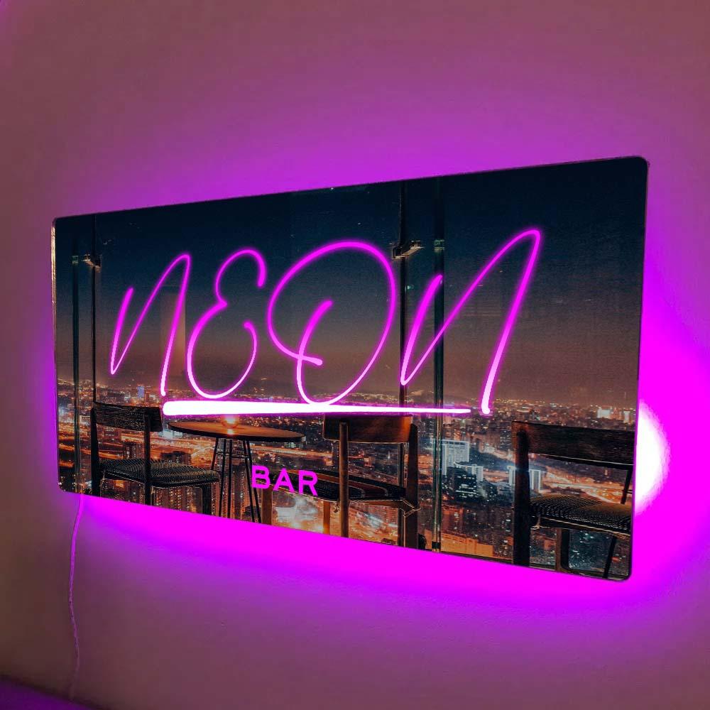 NEONIP-100% Handmade Custom Name Mirror Sign Custom Text Led Multi Color Bar Decorative Lights Wall Decoration