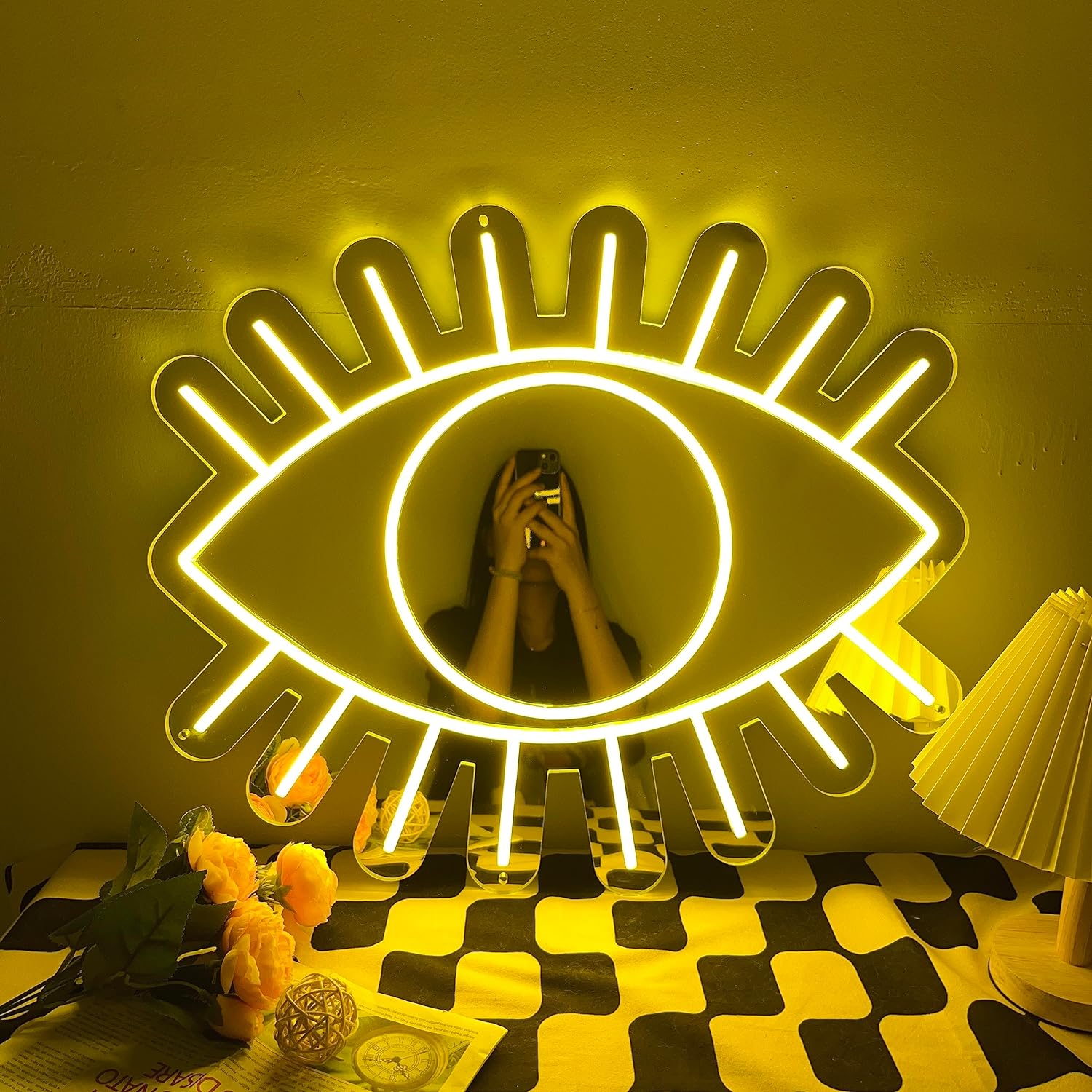 Luce al neon per occhi NEONIP personalizzata, fatta a mano al 100%, per specchio per il trucco della camera da letto