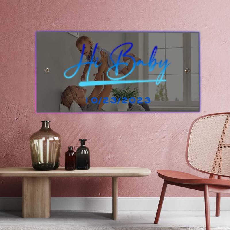 NEONIP-100% fatto a mano con nome personalizzato specchio segno testo personalizzato led multi colore decorazioni per la casa regalo di anniversario