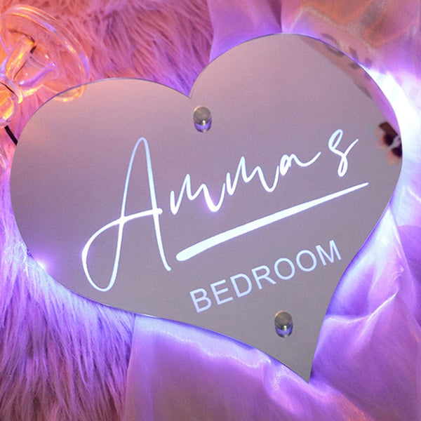 NEONIP-100% Handmade Personalised Heart-shaped Name Mirror with LED