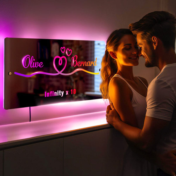 NEONIP-100% Handmade Personalised Mirror Night Light Anniversary Gifts for Lover Special Gift