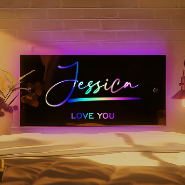 NEONIP-100% Handmade Personalised Name Mirror Led Mirror Light Multicolored Lights Couple Gifts