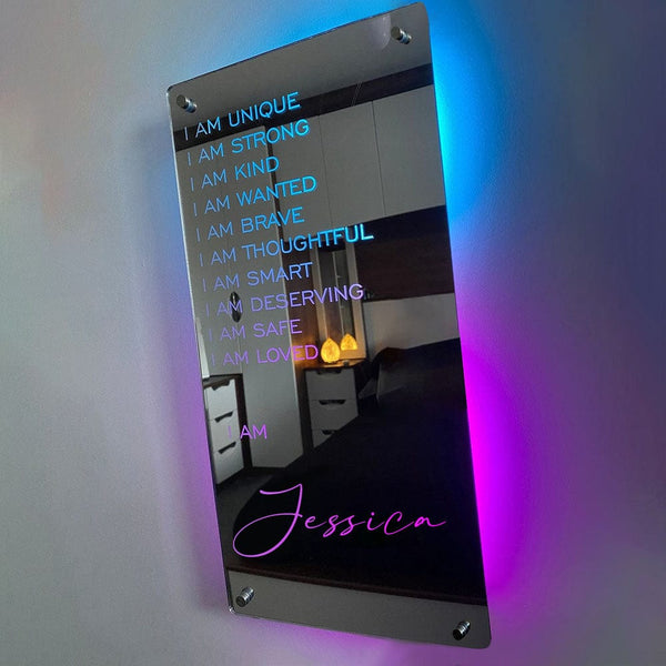 NEONIP: lampada da camera da letto colorata con luce a specchio personalizzata fatta a mano al 100%.