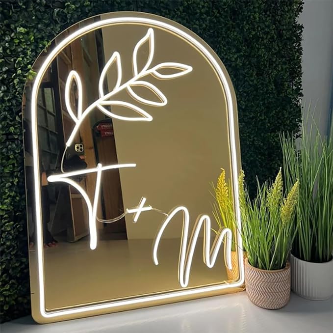 NEONIP-Personalized 100% Handmade Leaves Neon Mirror Sign for Room Wall