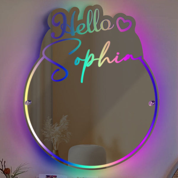 NEONIP-100% Handmade Personalised Name Mirror Light Vanity Hello Beautiful Gift for Her