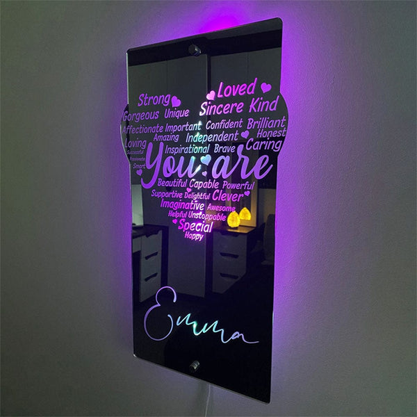 NEONIP-100% Handmade Personalized Heart Mirror Multicolored Mirror Lights Creative Gfits for Her