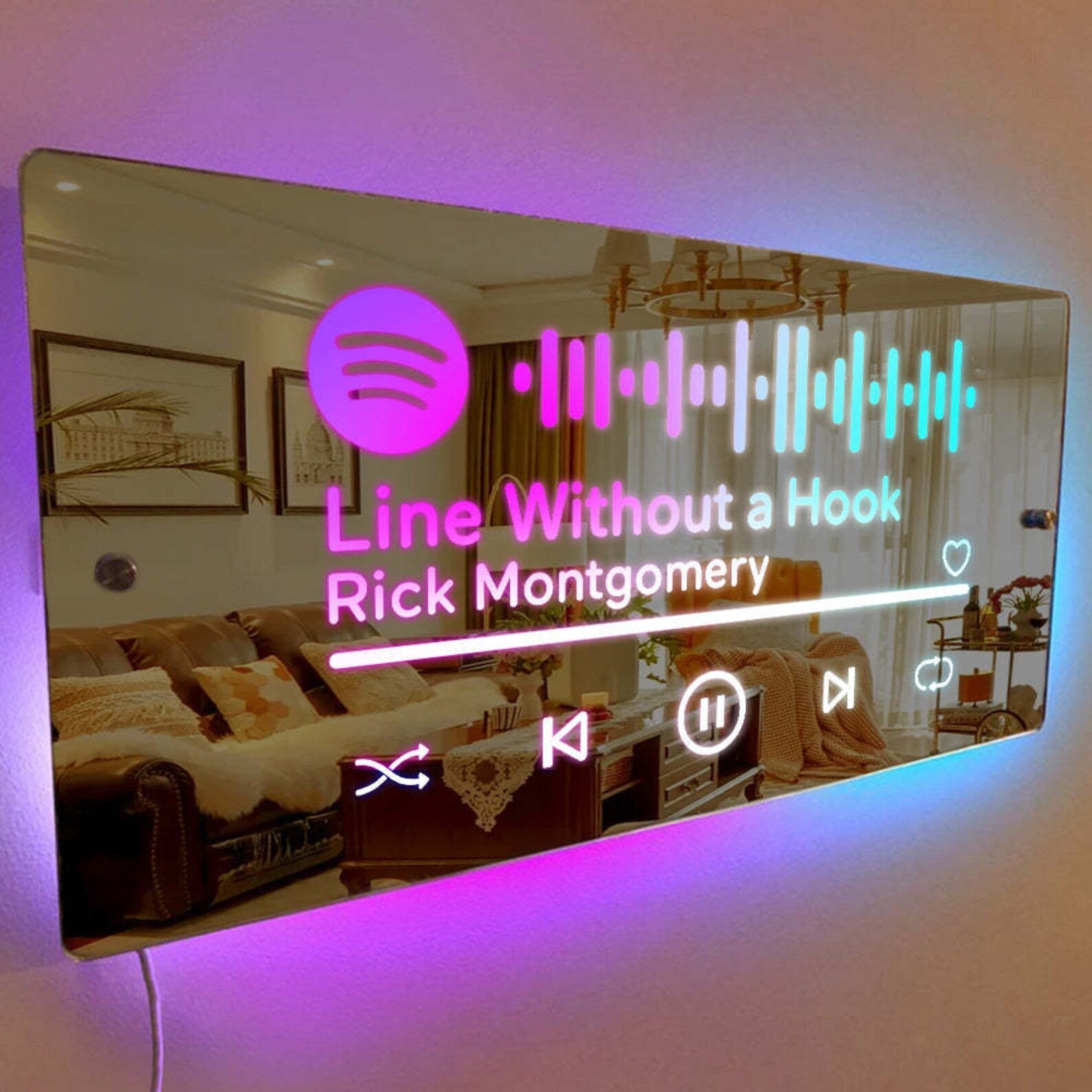 Personalized Led Mirror Light Scannable Spotify Code Mirror Light Name Mirror Sign Idea Gifts for Mom Wife Girlfriend