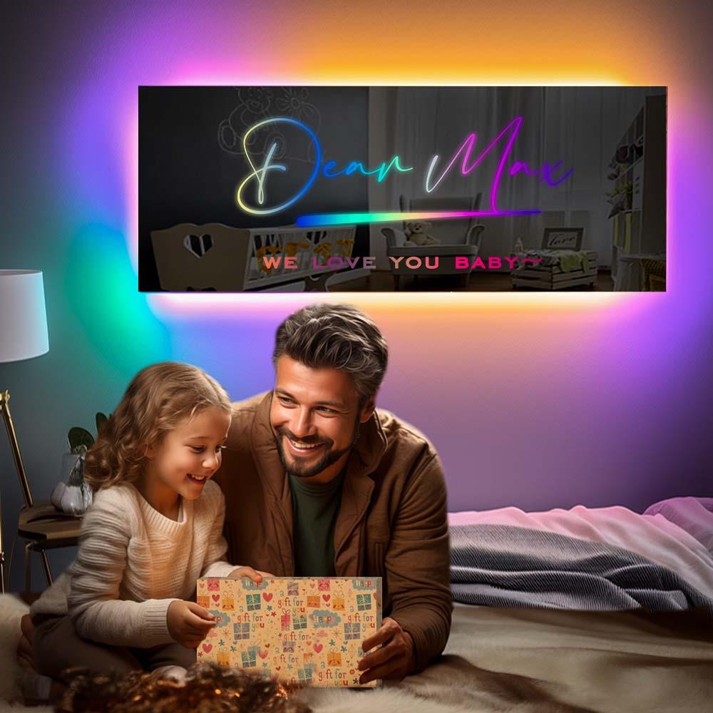 NEONIP-Insegna a specchio con nome personalizzato fatto a mano al 100% Testo personalizzato Insegne al neon appese a parete illuminate a LED multicolori