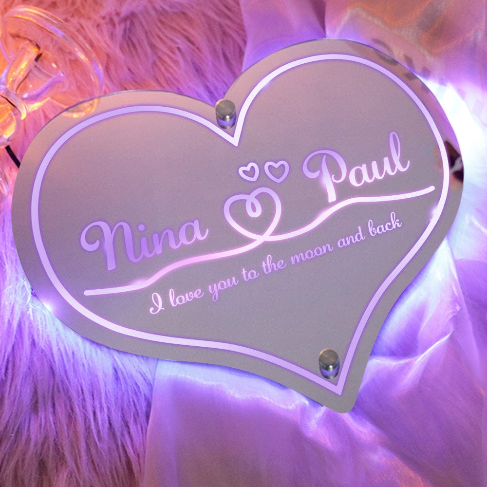 NEONIP-100% Handmade Personalized Mirror Light Heart Marquee Wedding Gifts