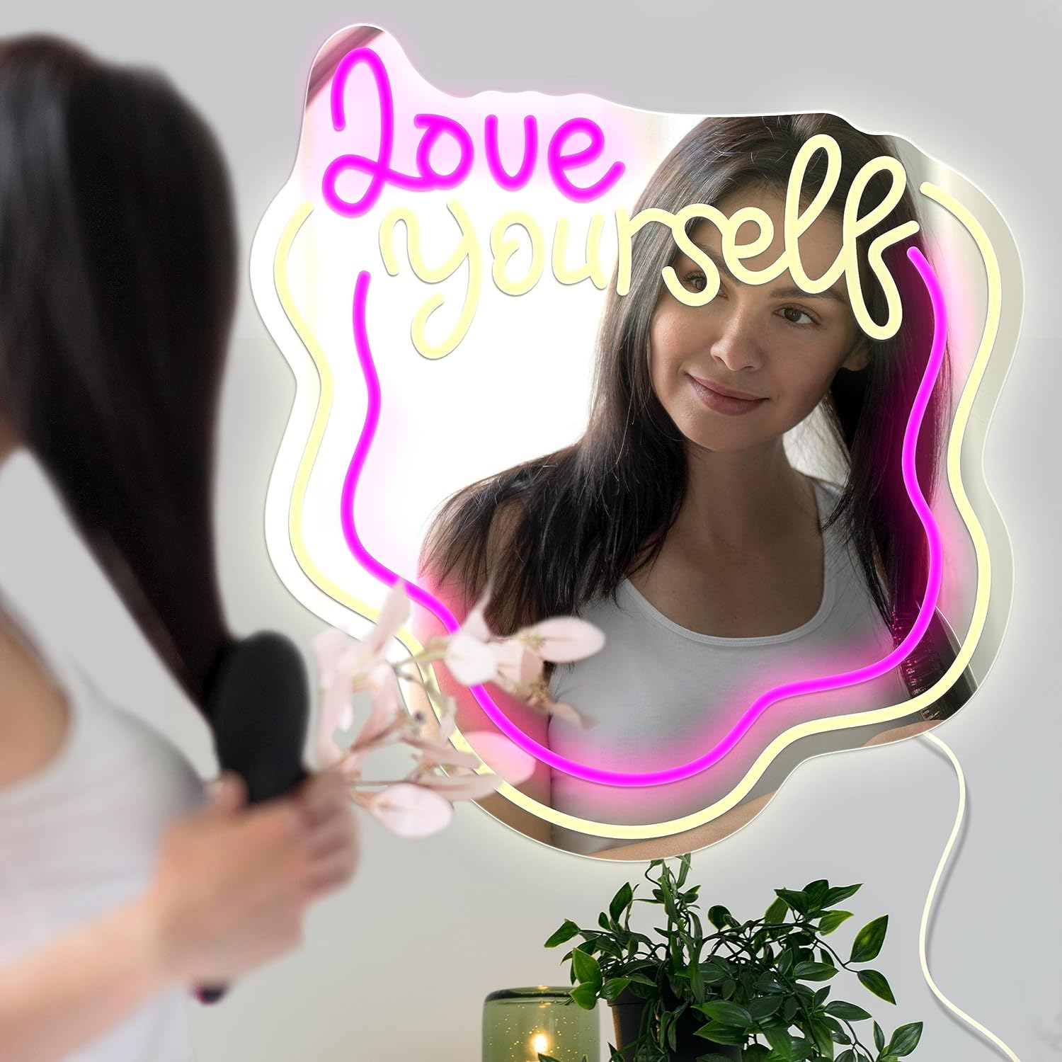 NEONIP-Luce al neon per specchio Love Yourself fatta a mano al 100% per camera da letto