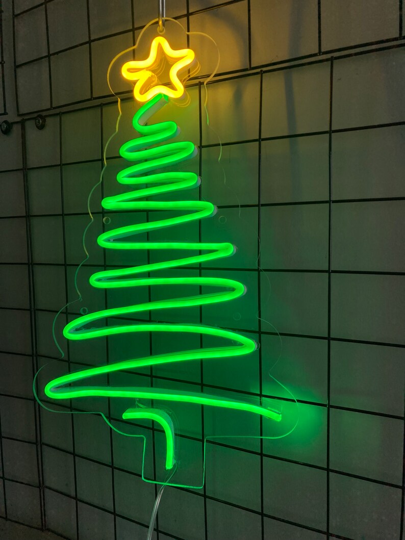 NEONIP-Insegna al neon di Buon Natale fatta a mano al 100% in pino
