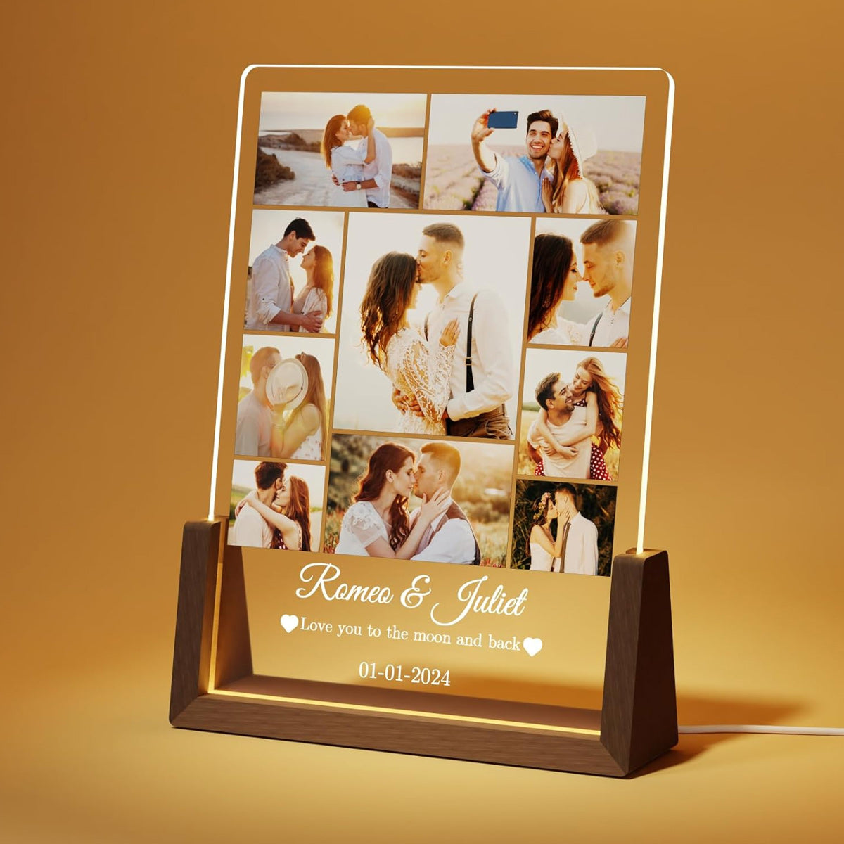 NEONIP-Personalized Night Light with Acrylic Plaque, Customized Gifts with Photos for Friend Boyfriend Girlfriend