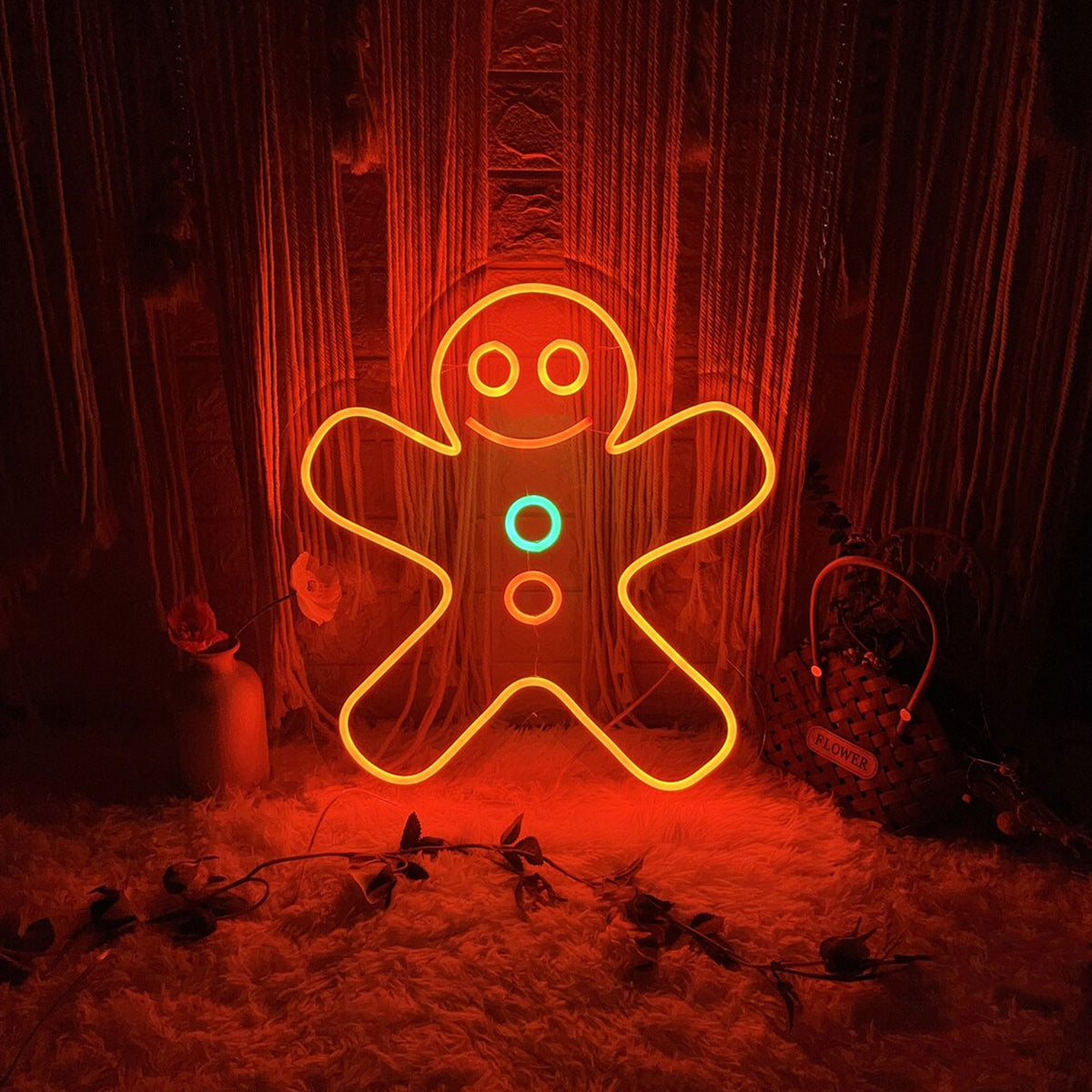 NEONIP-100% Handmade Merry Christmas Gingerbread Man Neon Sign