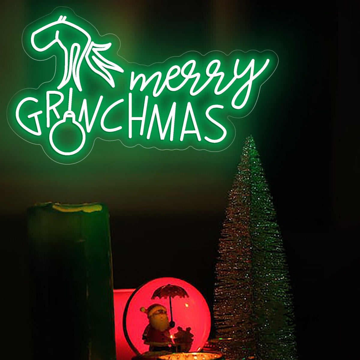 NEONIP-Insegna a LED con insegna al neon Merry Grinchmas fatta a mano al 100%.