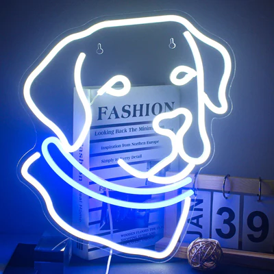 NEONIP-Insegna al neon a LED con cane Labrador fatto a mano al 100%.