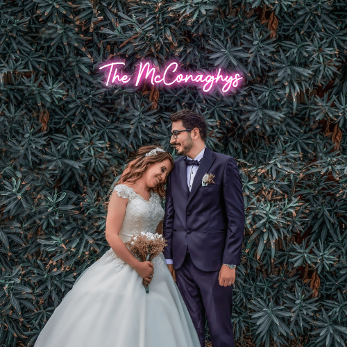 Insegna al neon LED per matrimonio personalizzata 100% fatta a mano NEONIP con il nome della tua famiglia, quattro opzioni di design