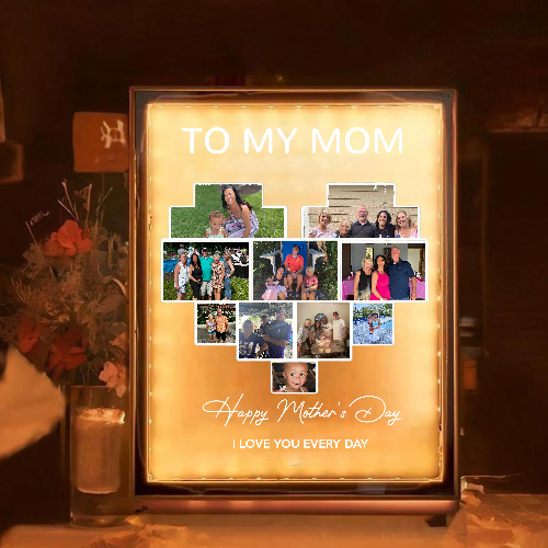 Personalized Photo Plaque Picture Mirror Lamp Custom Photo Name LED Night Light Makeup Mirror For Girlfriend