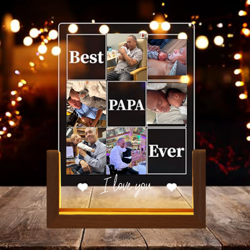 Custom Best Papa Ever Photo Acrylic Plaque Father's Day Gift Personalized Night Light for Papa