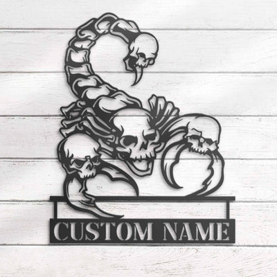 NEONIP-Personalized 100% Handmade Halloween Metal Sign with Skull Scorpion