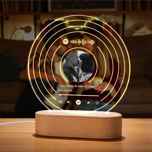 Custom Spotify Code Lamp Personalized Photo Song Plaque Night Light Gift For Couple