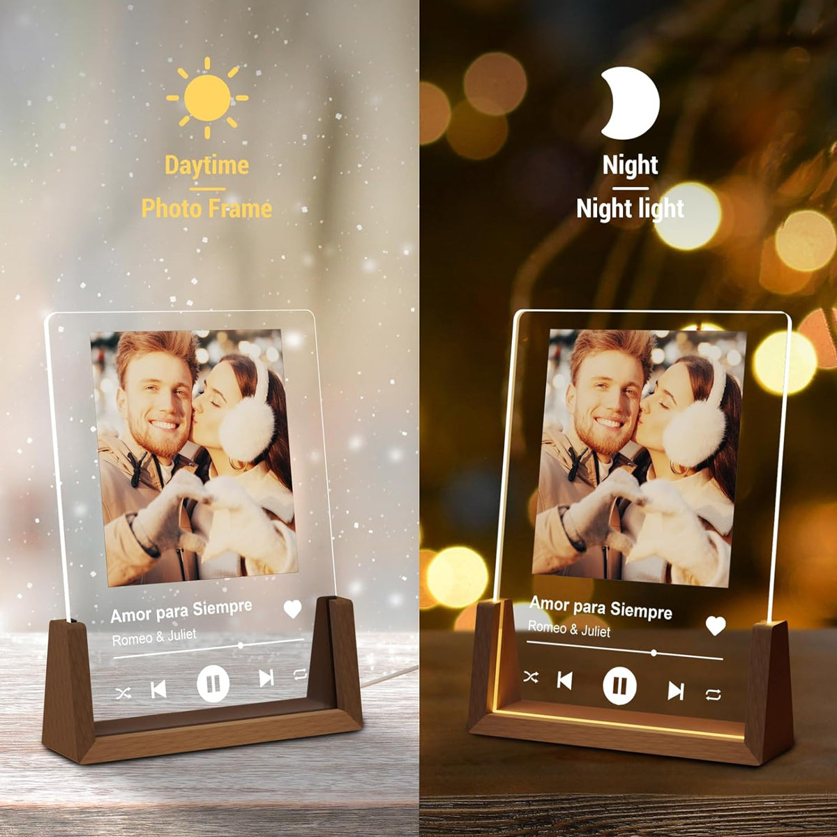Luce notturna personalizzata NEONIP con placca acrilica Spotify, regali personalizzati con foto per il fidanzato
