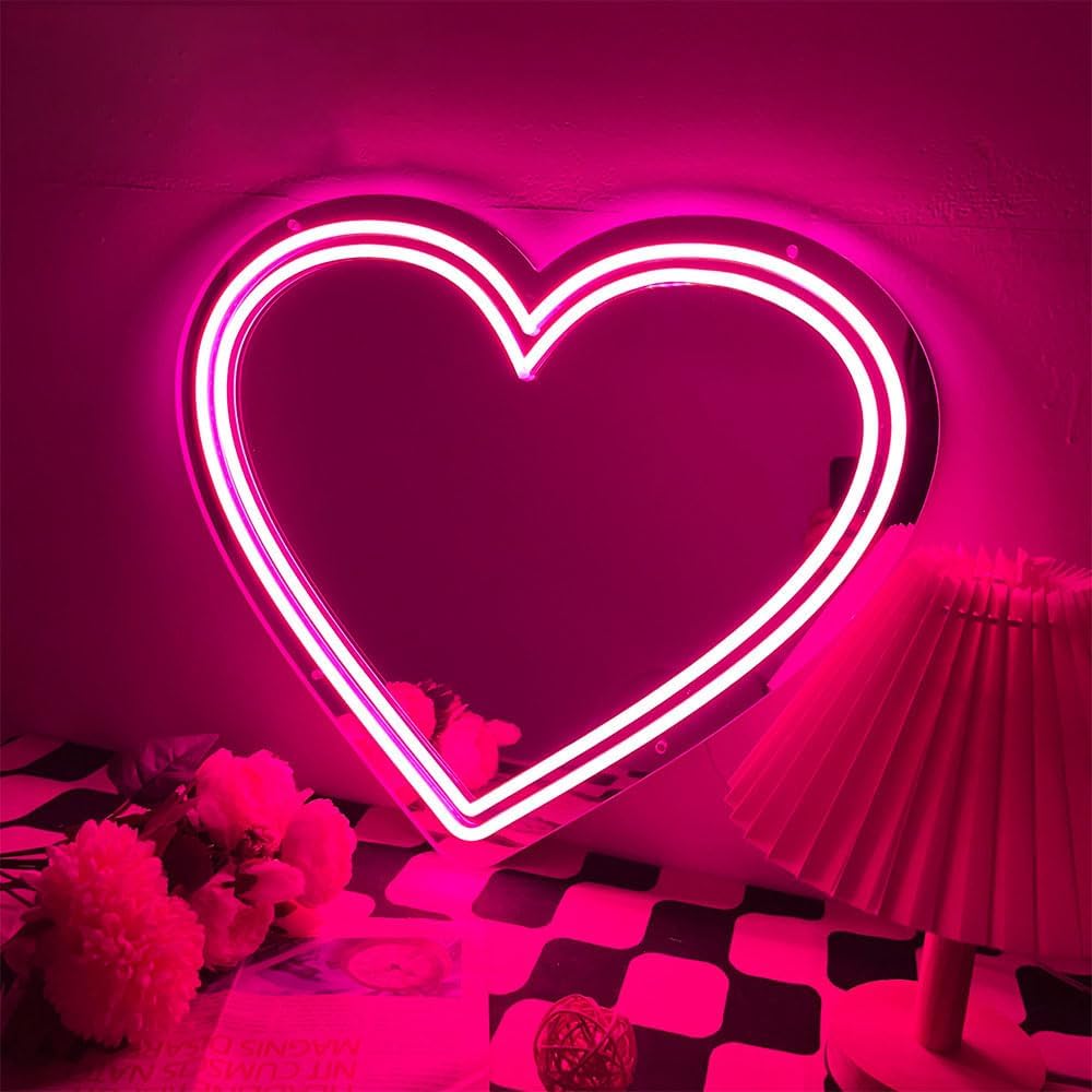 NEONIP-100% luce al neon a specchio a forma di cuore fatta a mano
