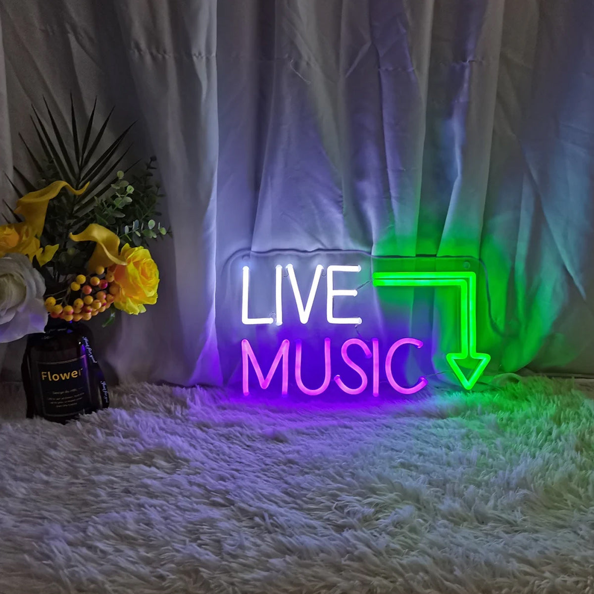 NEONIP-100% MUSICA DAL VIVO fatta a mano al neon, decorazione per studio musicale, decorazione per la casa retrò
