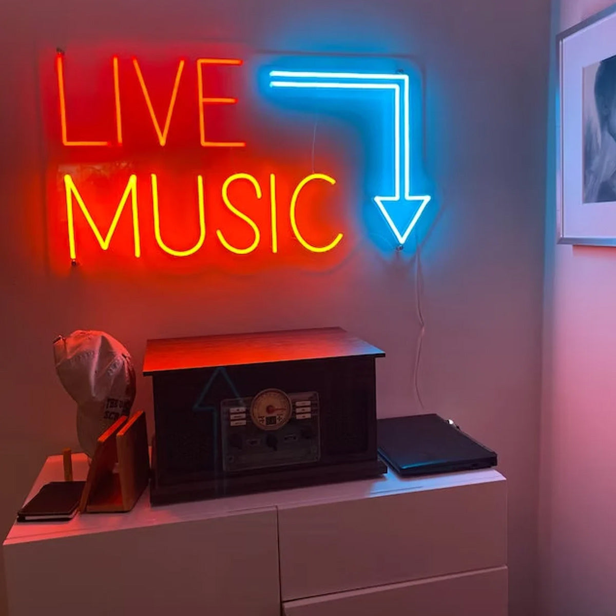 NEONIP-100% MUSICA DAL VIVO fatta a mano al neon, decorazione per studio musicale, decorazione per la casa retrò