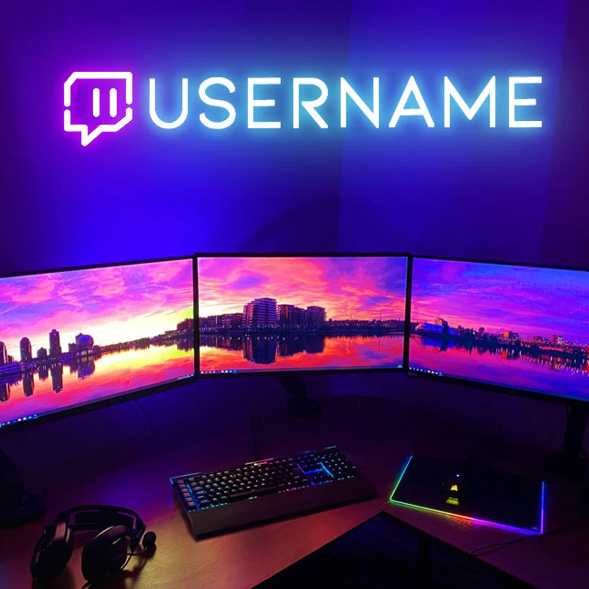 NEONIP-Personalized 100% Handmade Twitch Username Neon Sign for Instagram Facebook Tiktok Youtube Gaming Decoration