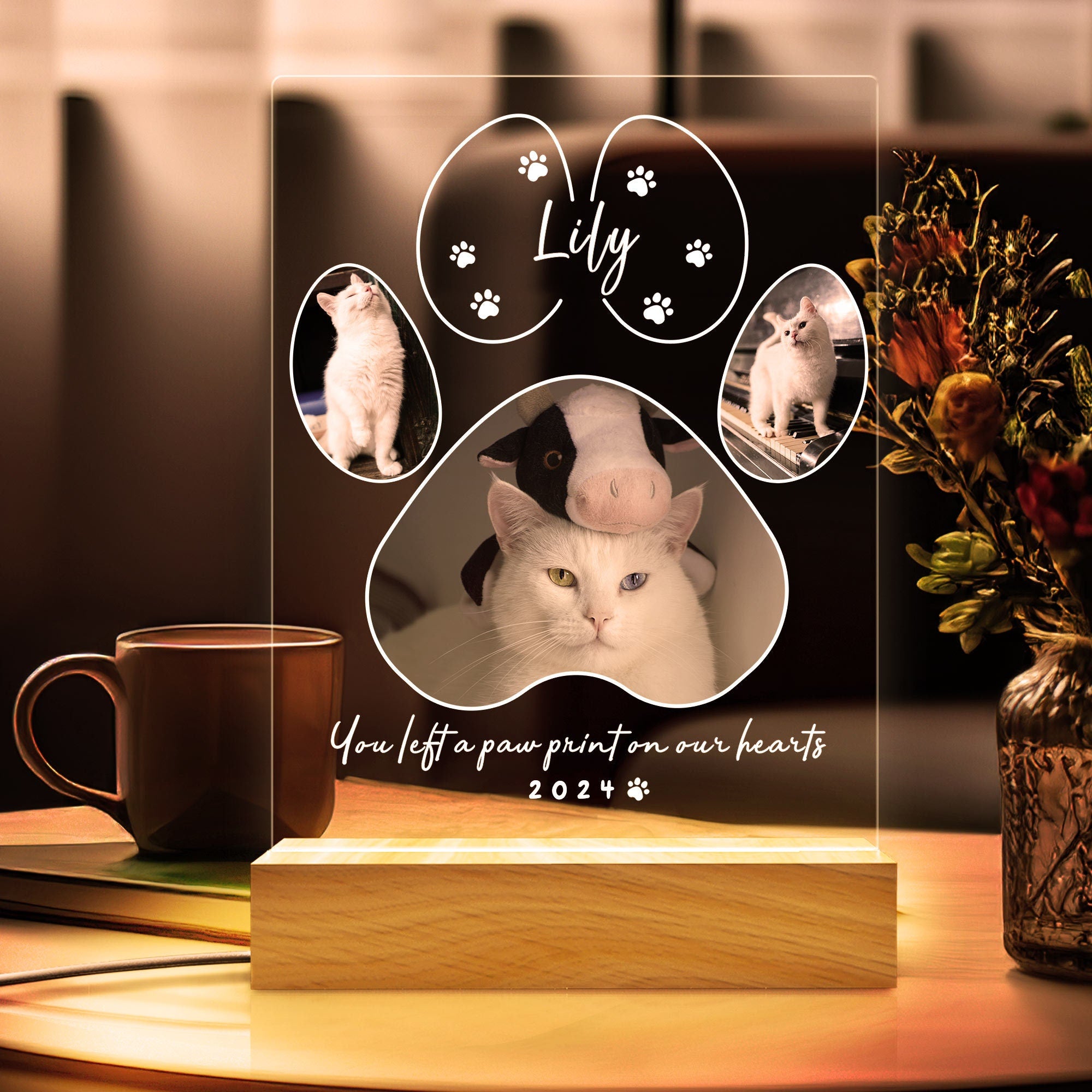 Pet Memorial Night Light Custom Pet Photo Plaque Pet Memorial Frame Cat Dog Loss Gift