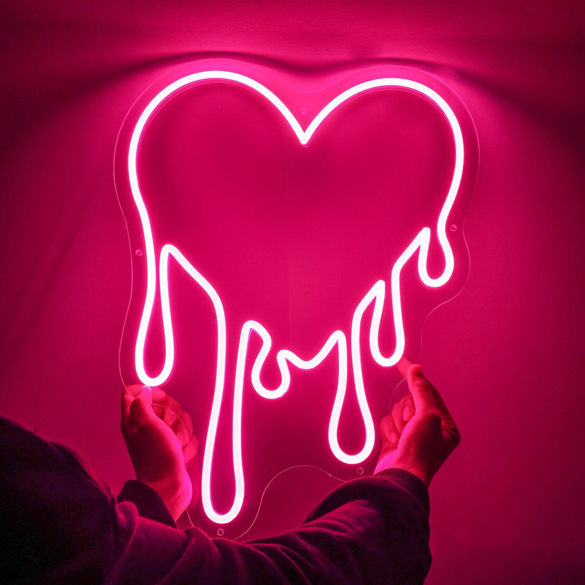 NEONIP-100% Insegna luminosa al neon a forma di cuore fuso fatta a mano a LED