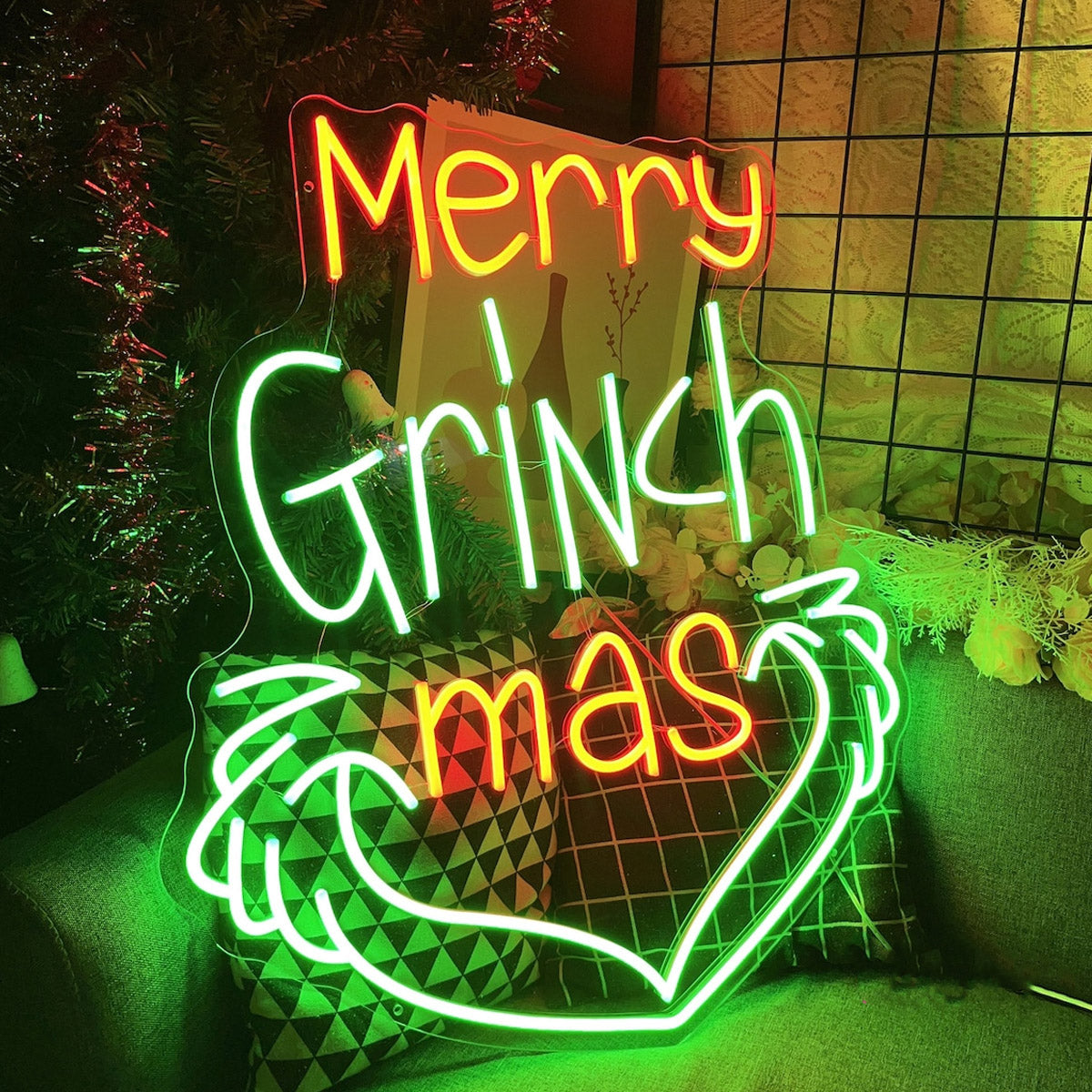 NEONIP-100% Handmade Grinchmas Christmas Neon Sign Party Decoration