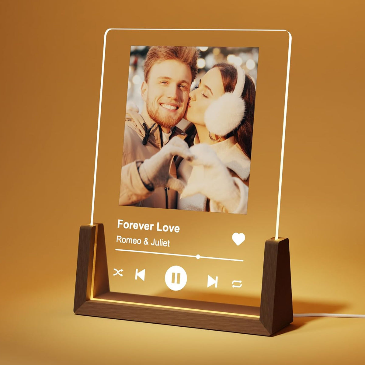 Luce notturna personalizzata NEONIP con placca acrilica Spotify, regali personalizzati con foto per il fidanzato