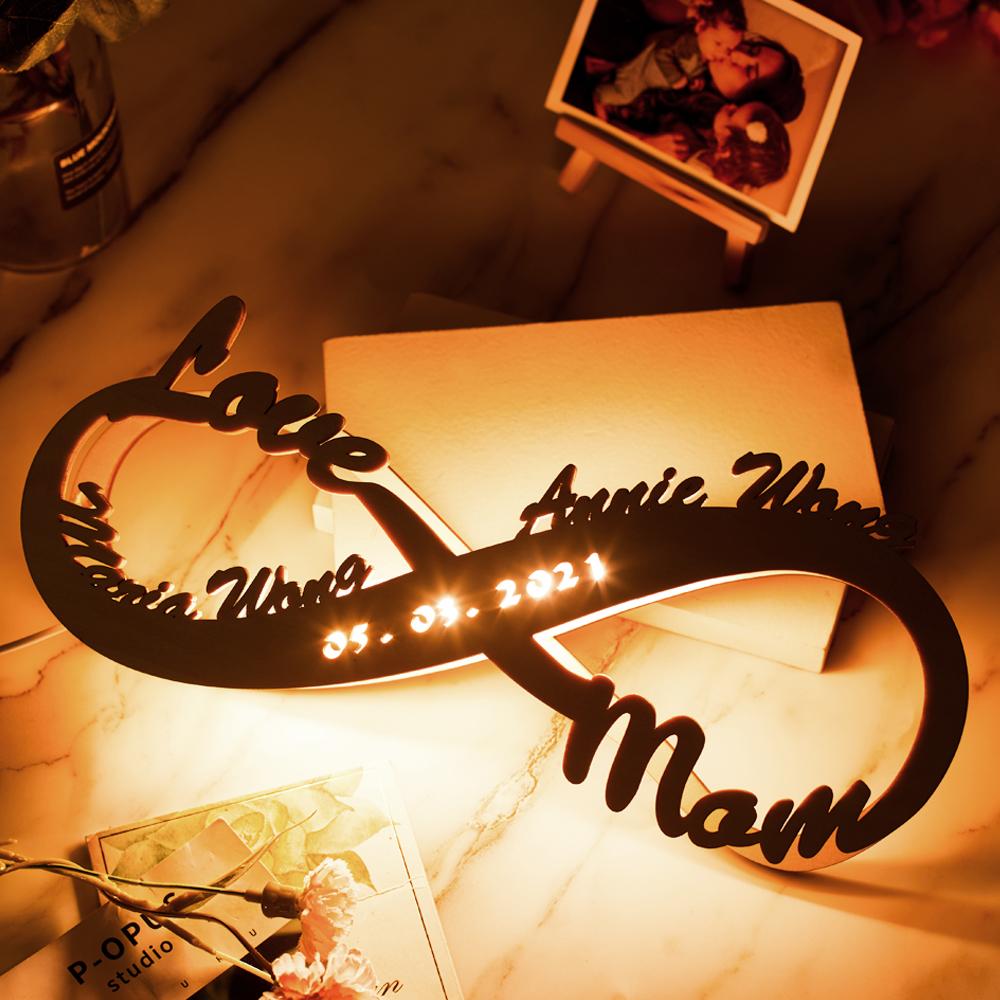 Regali per la festa del papà Lampada personalizzata illuminata con lettera e nome, luce notturna in legno incisa
