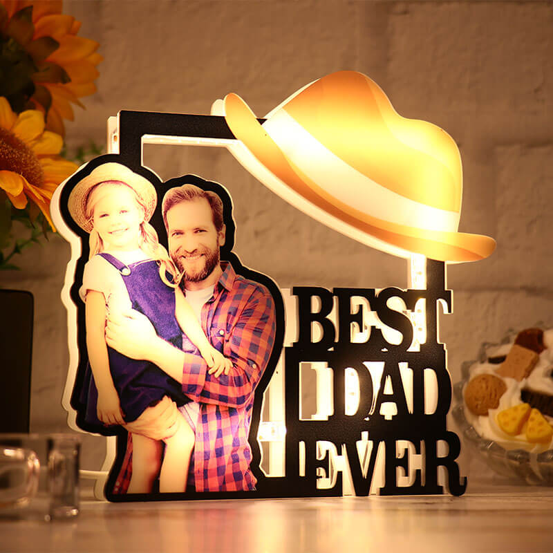 Personalized Best Dad Ever Photo Night Light Father's Day Gift For Dad Birthday Gift