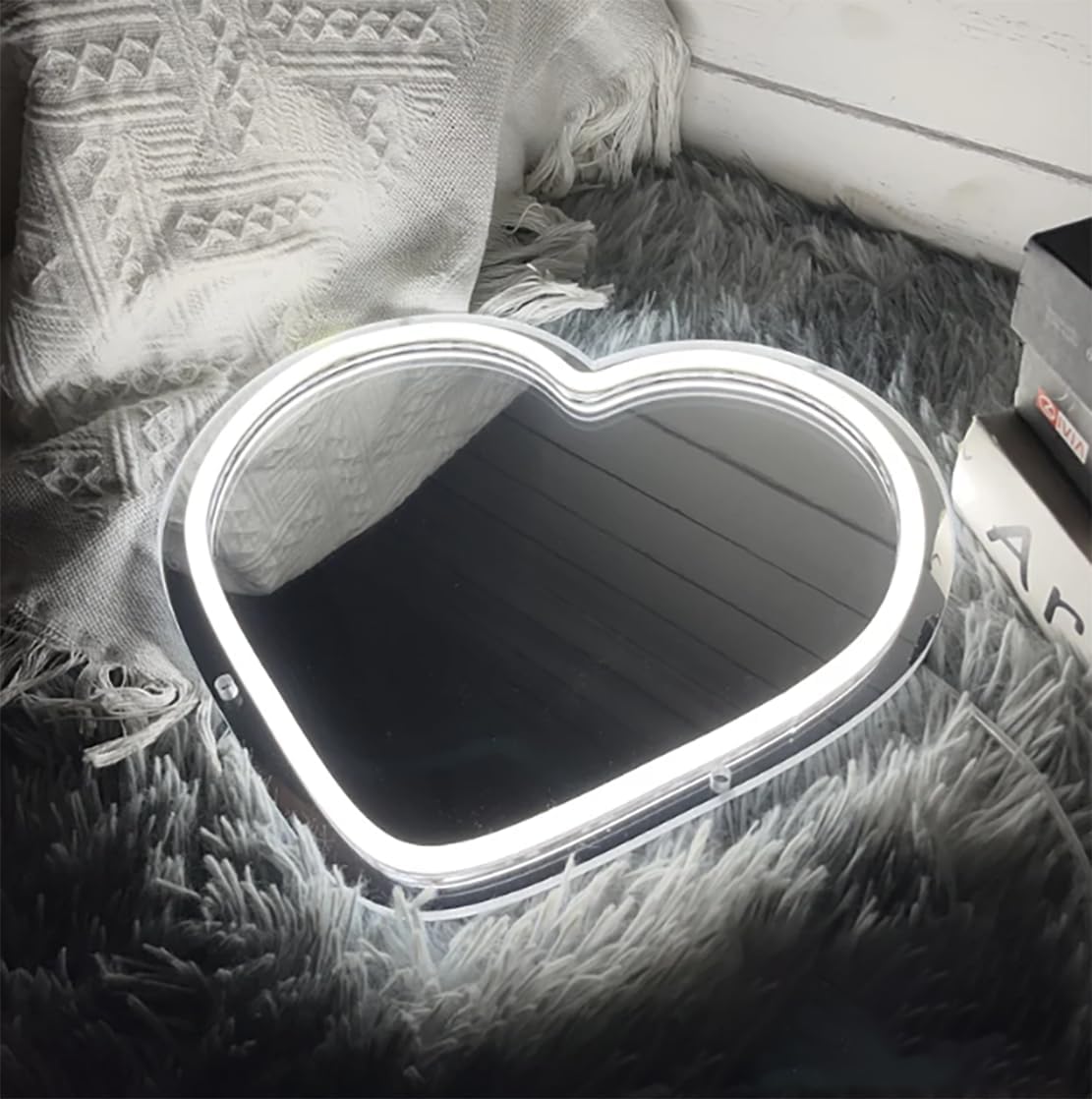 NEONIP-100% Handmade Heart Mirror Neon Light Cute for Bedroom Decor