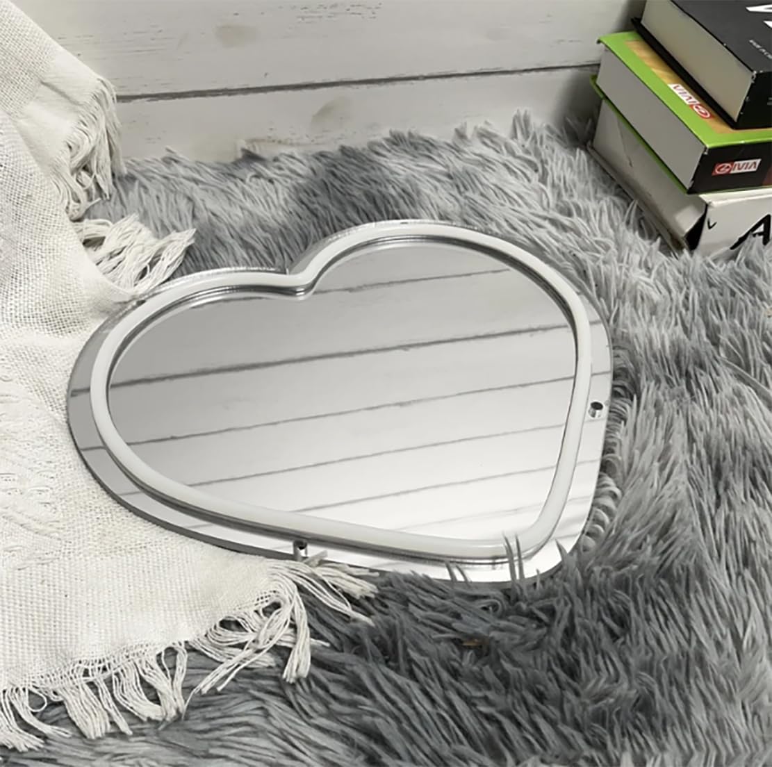 NEONIP-100% specchio a forma di cuore fatto a mano con luce al neon carina per l'arredamento della camera da letto