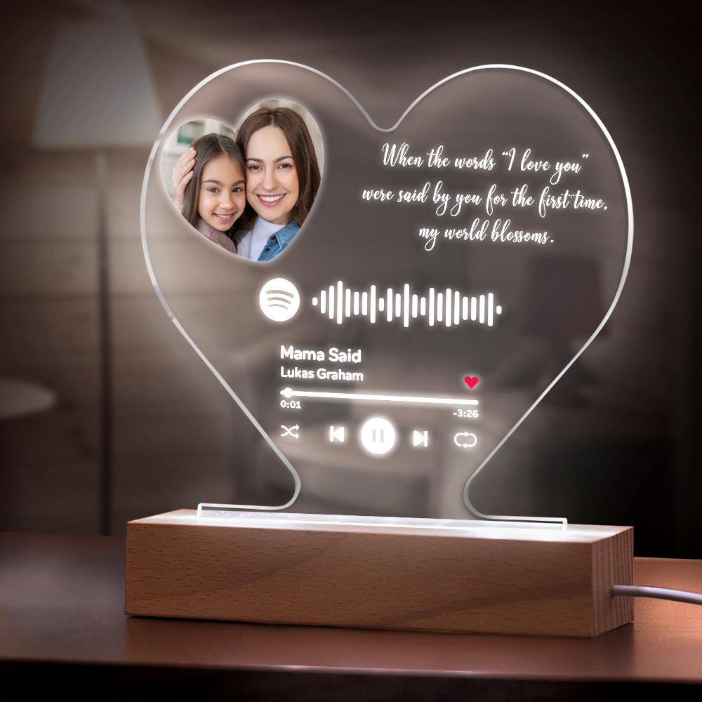 Gift For Girlfriend Custom Heart-Shaped Music Code Plaque Spotify Night Light