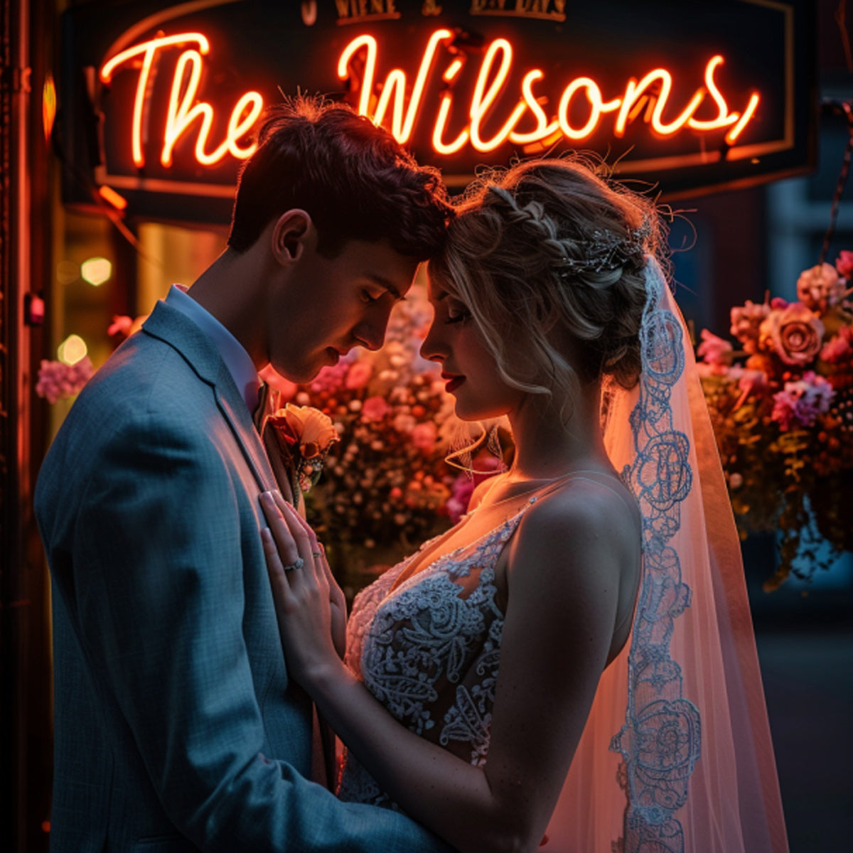NEONIP-Personalized 100% Handmade Wedding LED Neon Sign with Your Family Name Four Design Options