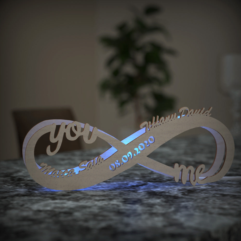 Father's Day Gifts Custom Lamp Light Up Letter Name Sign Engraved Wooden Nightlight