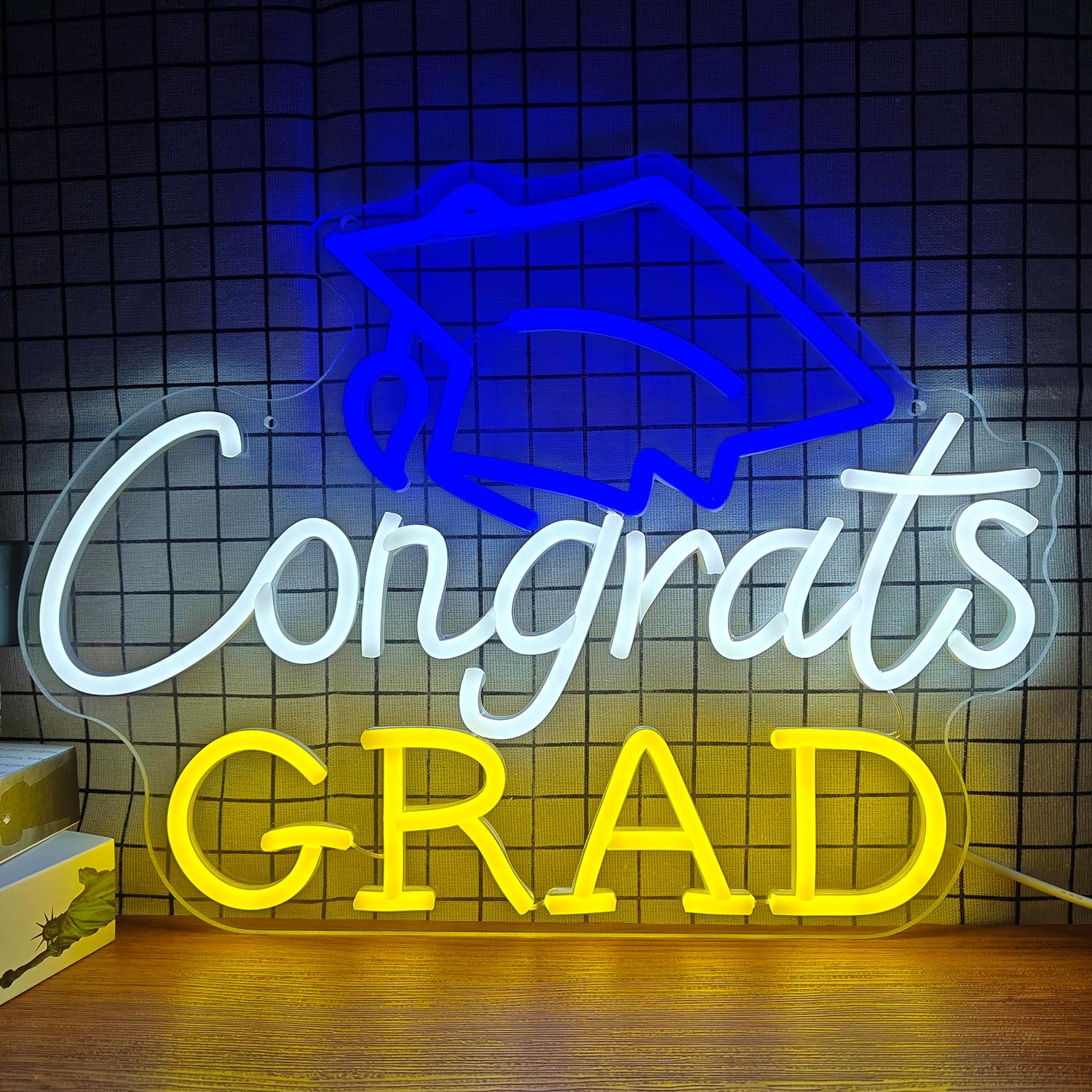Congrats Grad Neon Sign for Wall Decor Graduation Light Sign Class of 2024