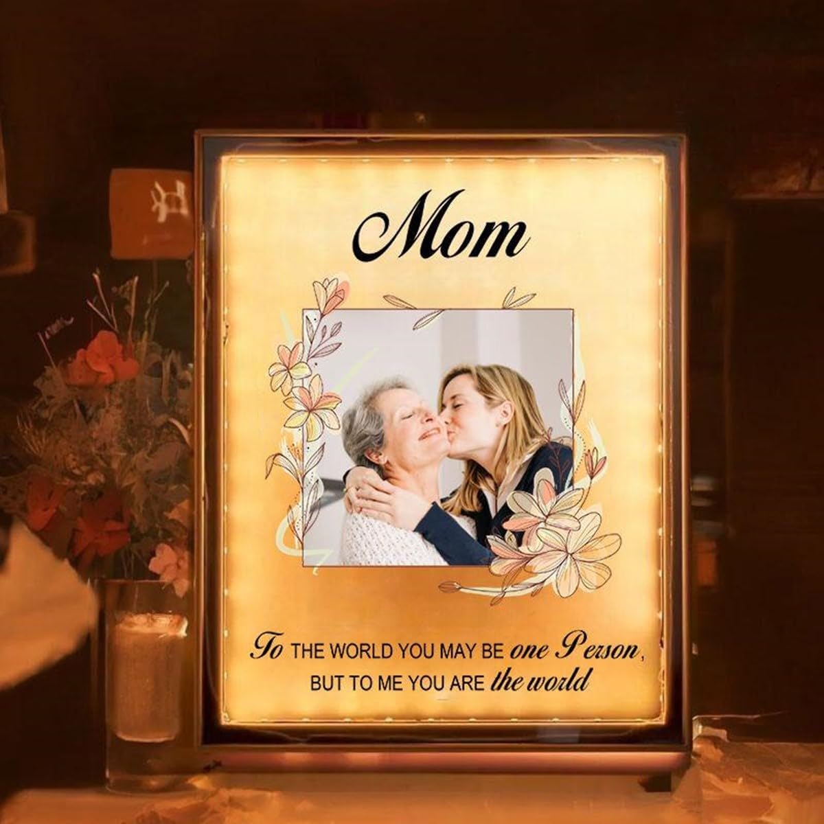 Personalized Mom Mirror Light Led Name Mirror Lamp with Photo Led Light Up Mirror Mothers Day Makeup Mirror Lamp