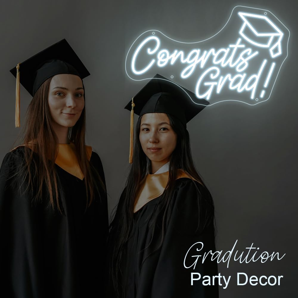 Insegna al neon di congratulazioni Insegna al neon di congratulazioni per laurea Sfondo di laurea Classe 2024 